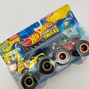 Hot Wheels Monster Trucks SPONGEBOB vs PLANKTON Demolition Doubles Diecast Metal